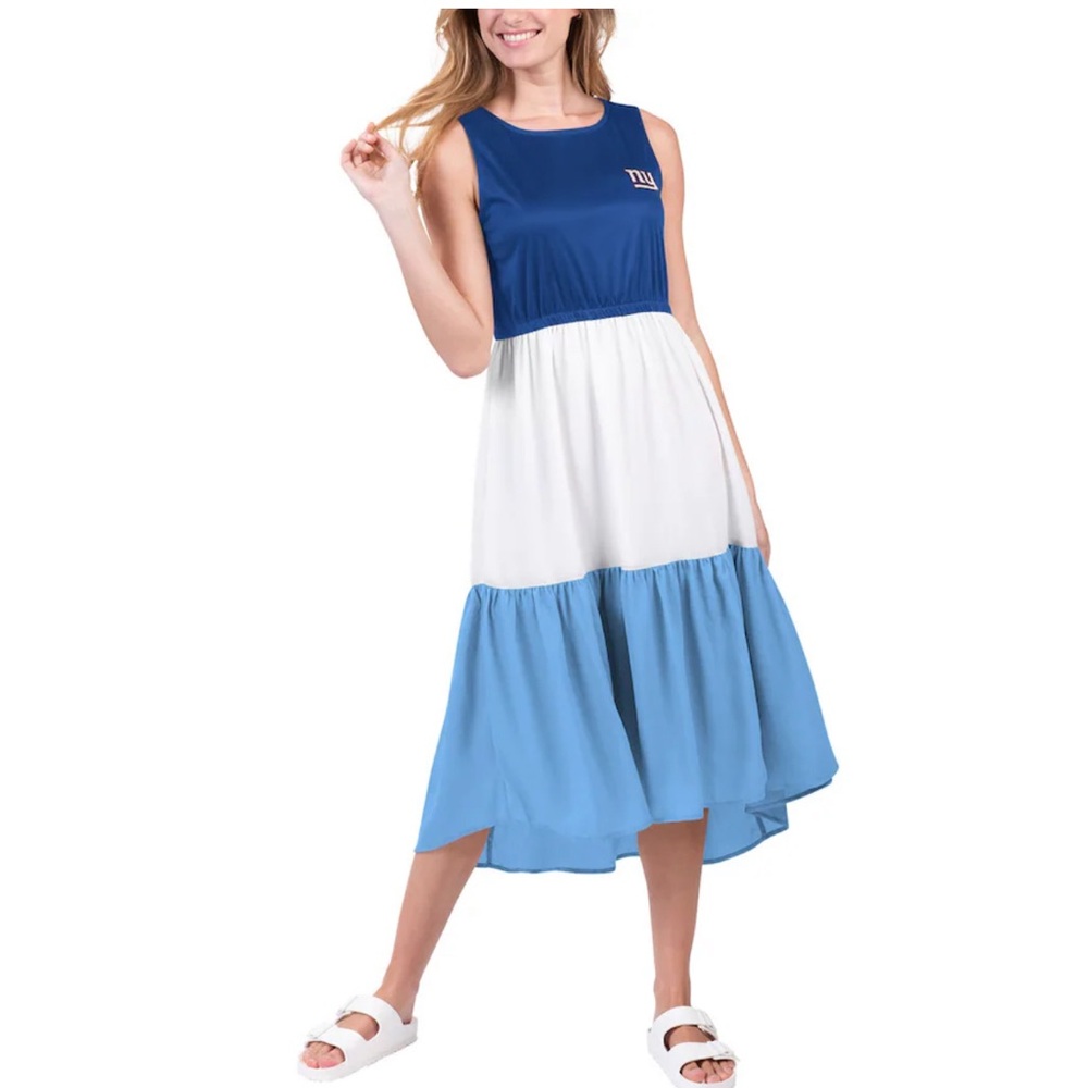 Blue and White Colorblock Midi Dress NY Giants